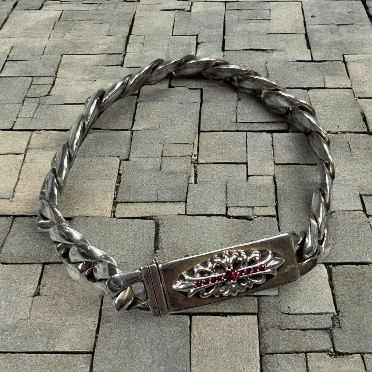 Chrome Hearts Pink Sapphire Mini ID Bracelet