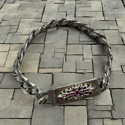 Chrome Hearts Pink Sapphire Mini ID Bracelet