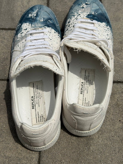 Maison Margiela Blue Paint Splatter Gat Sneaker
