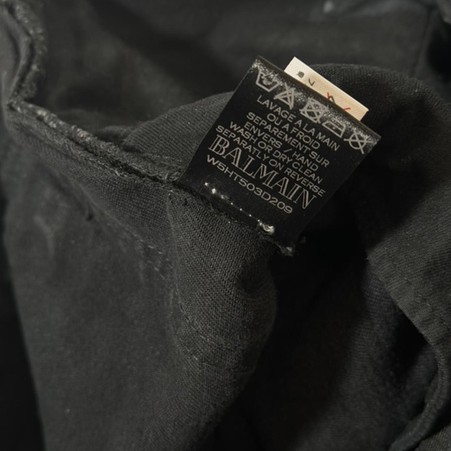 AW15 Balmain Black Wax Coated Biker Denim