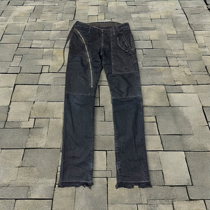 SS08 Rick Owens Black Double Layer Aircut Denim