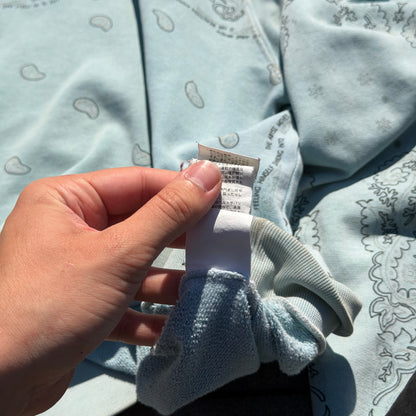 AW04 Raf Simons Baby Blue Pocketless Paisley Hoodie