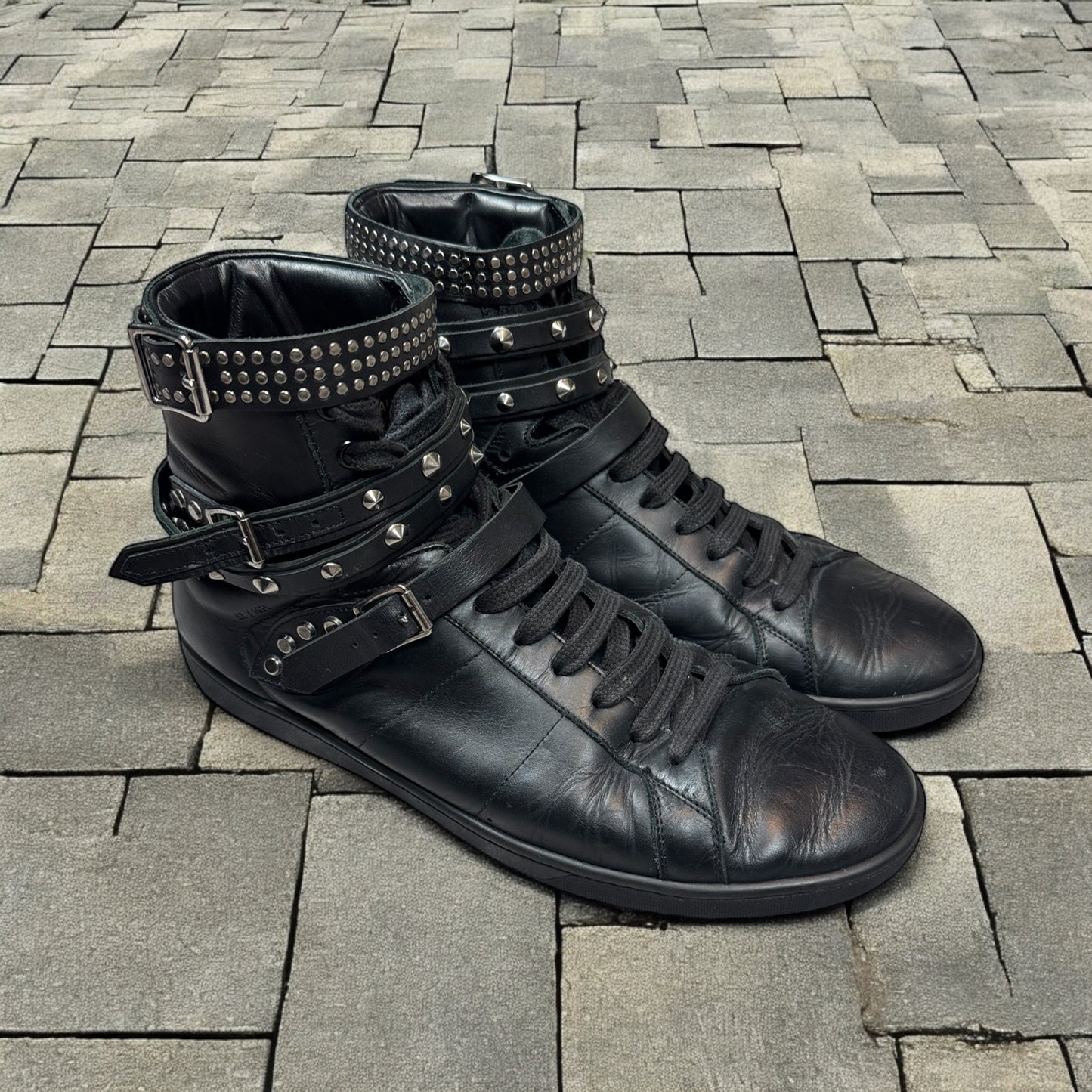 SS14 Saint Laurent Hi Top Studded Sneakers