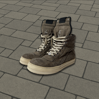 Rick Owens Chrome Hearts Rhodium Geobasket Sneakers