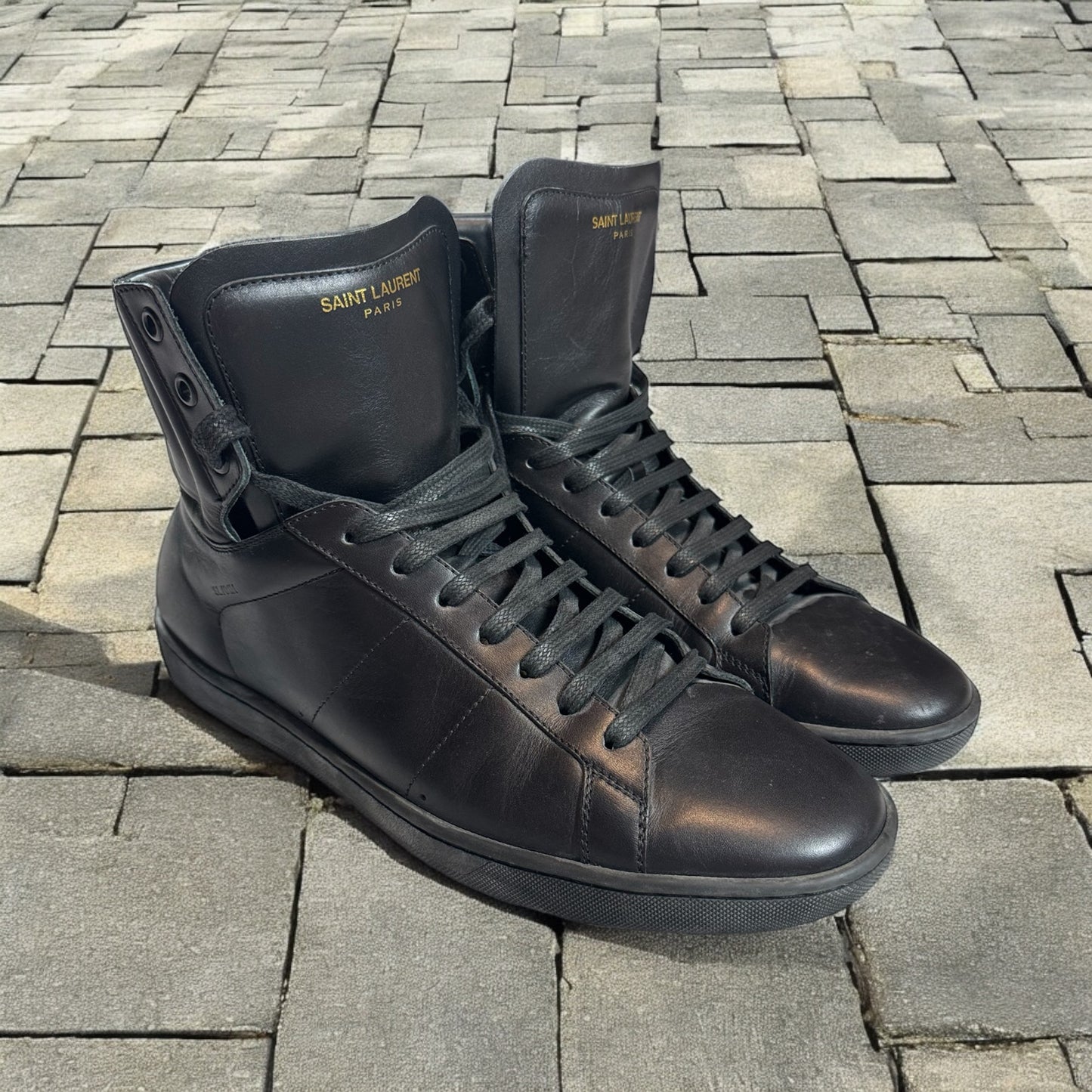 Saint Laurent Paris SL/01H Black Hi Top Sneakers