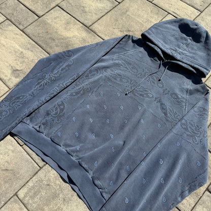 AW04 Raf Simons Blue Pocketless Paisley Hoodie