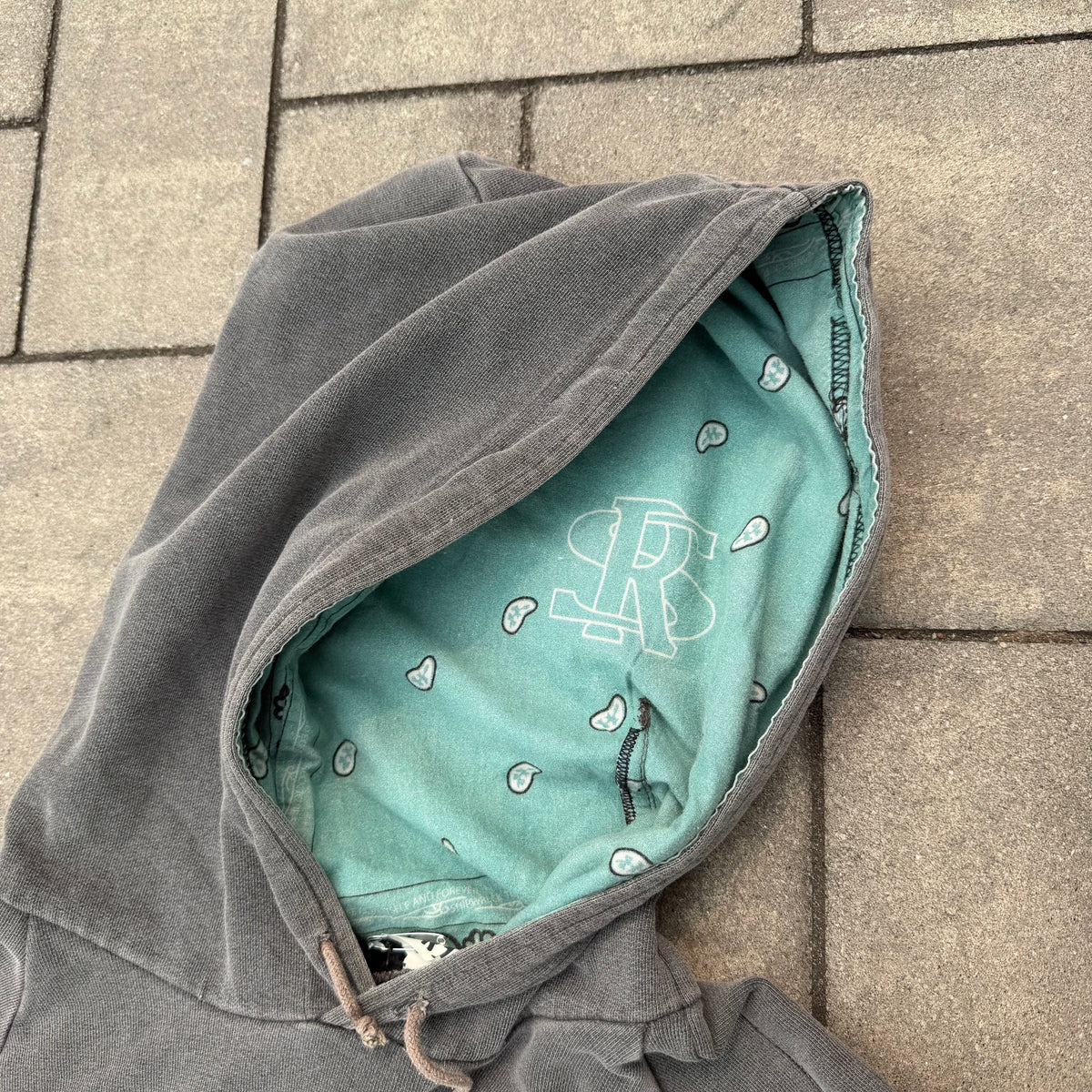 AW04 Raf Simons Grey/Seafoam Reverse Paisley Hoodie