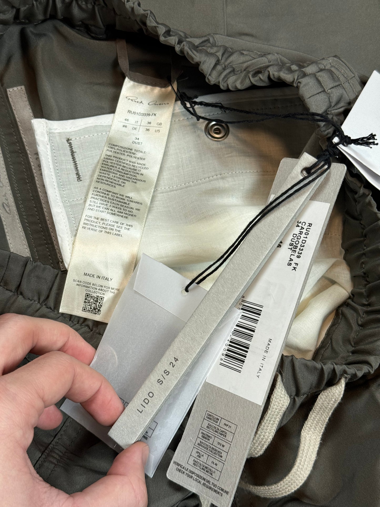 SS24 Rick Owens Double Cargo Bela