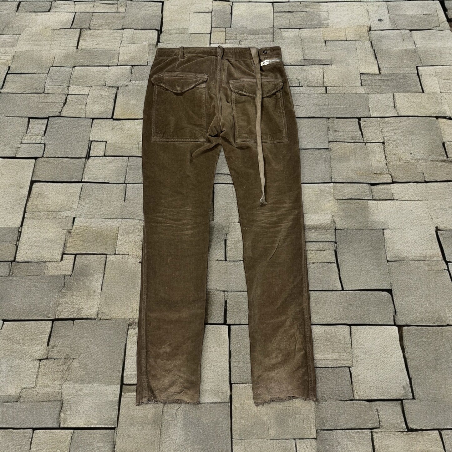 SS08 Rick Owens Brown Velour Double Layer Aircut Pants