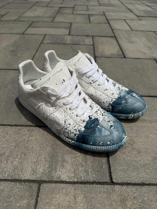 Maison Margiela Blue Paint Splatter Gat Sneaker