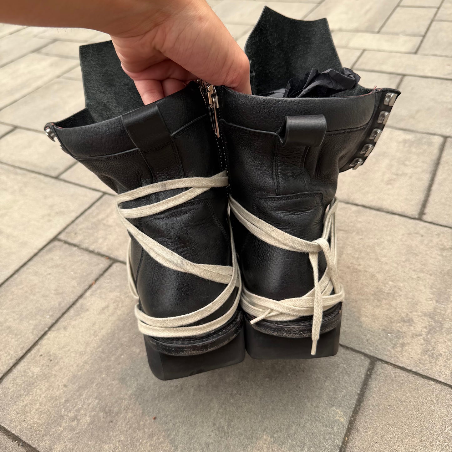 SS20 Rick Owens Leather Megatooth Boots