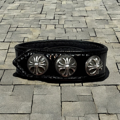 Chrome Hearts Patent Leather 3 Snap Bracelet