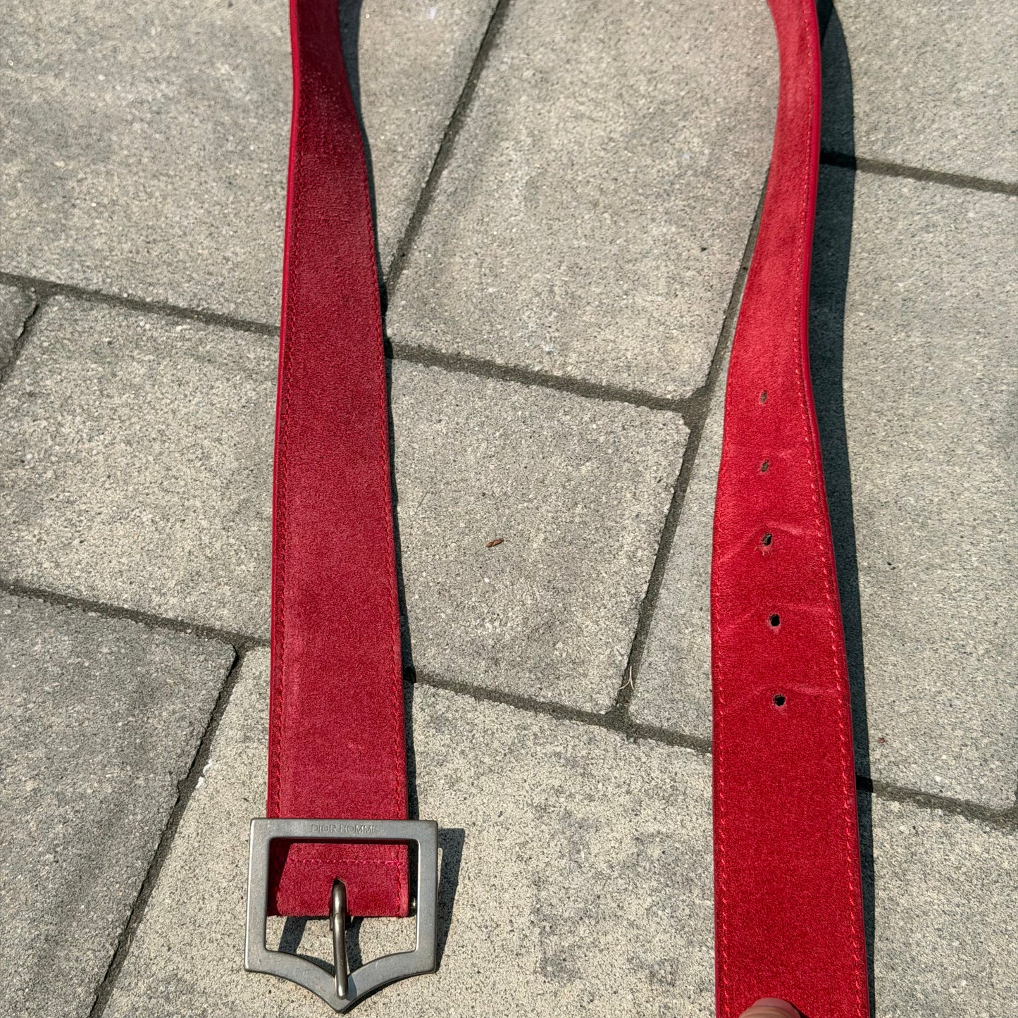 SS05 Dior Homme Red Suede D Point Belt