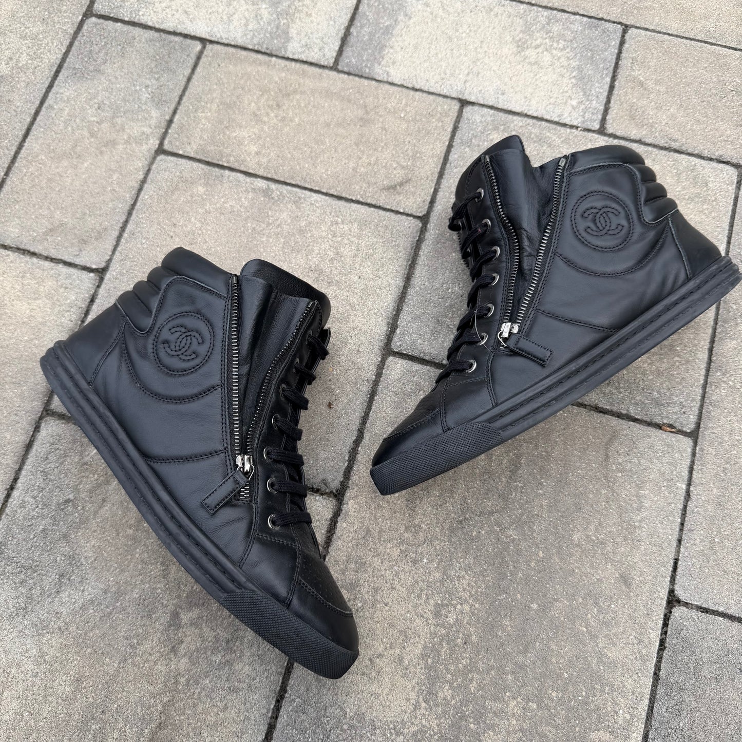 Chanel CC Hightop Leather Sneaker