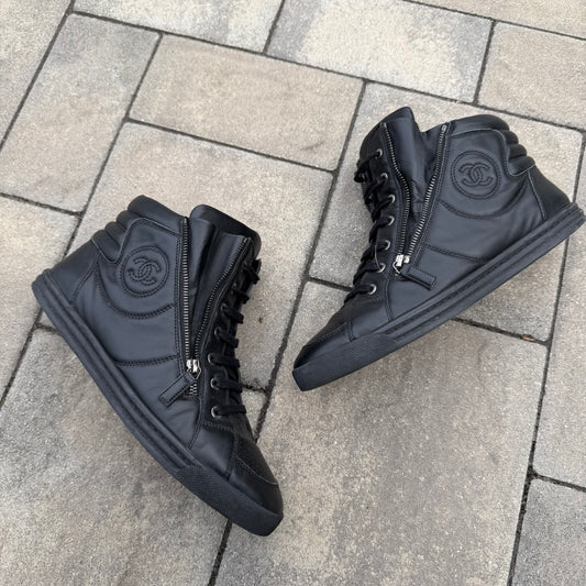 Chanel CC Hightop Leather Sneaker