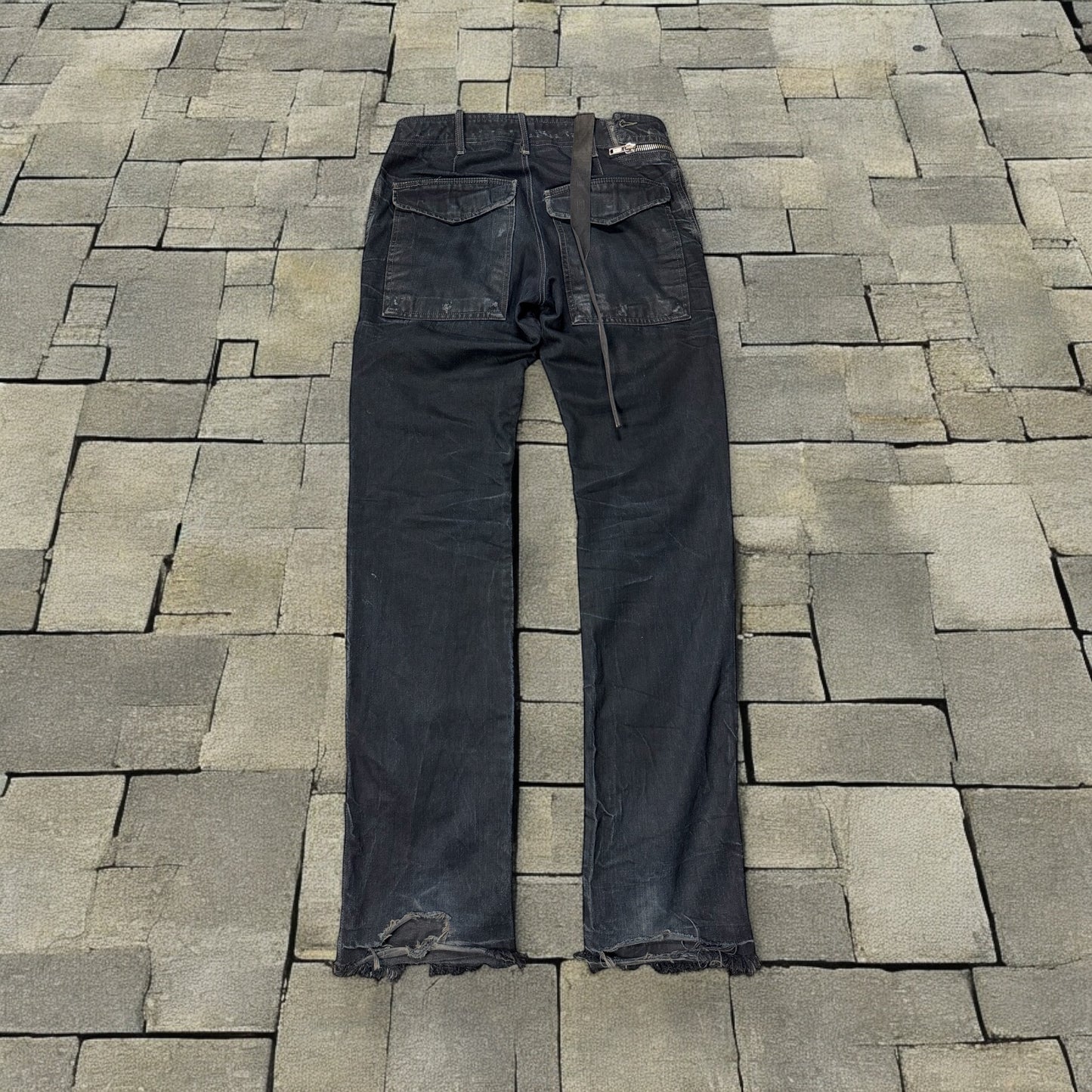 SS08 Rick Owens Black Double Layer Aircut Denim