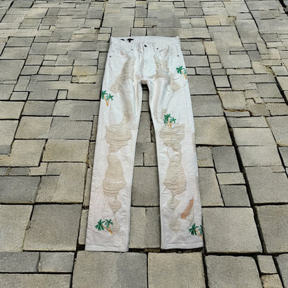 SS18 Vlone Runway White Palm Tree Denim