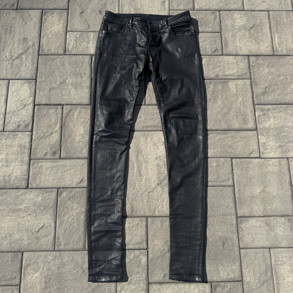 SS17 Rick Owens Black Waxed Detroit Cut Denim