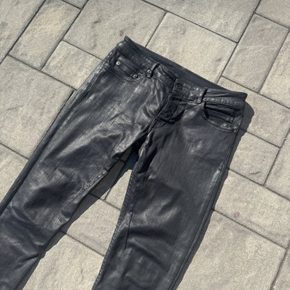 SS17 Rick Owens Black Waxed Detroit Cut Denim