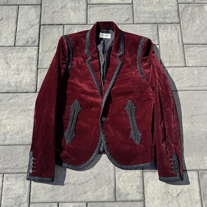 2018 Saint Laurent Paris Maroon Velour Blazer