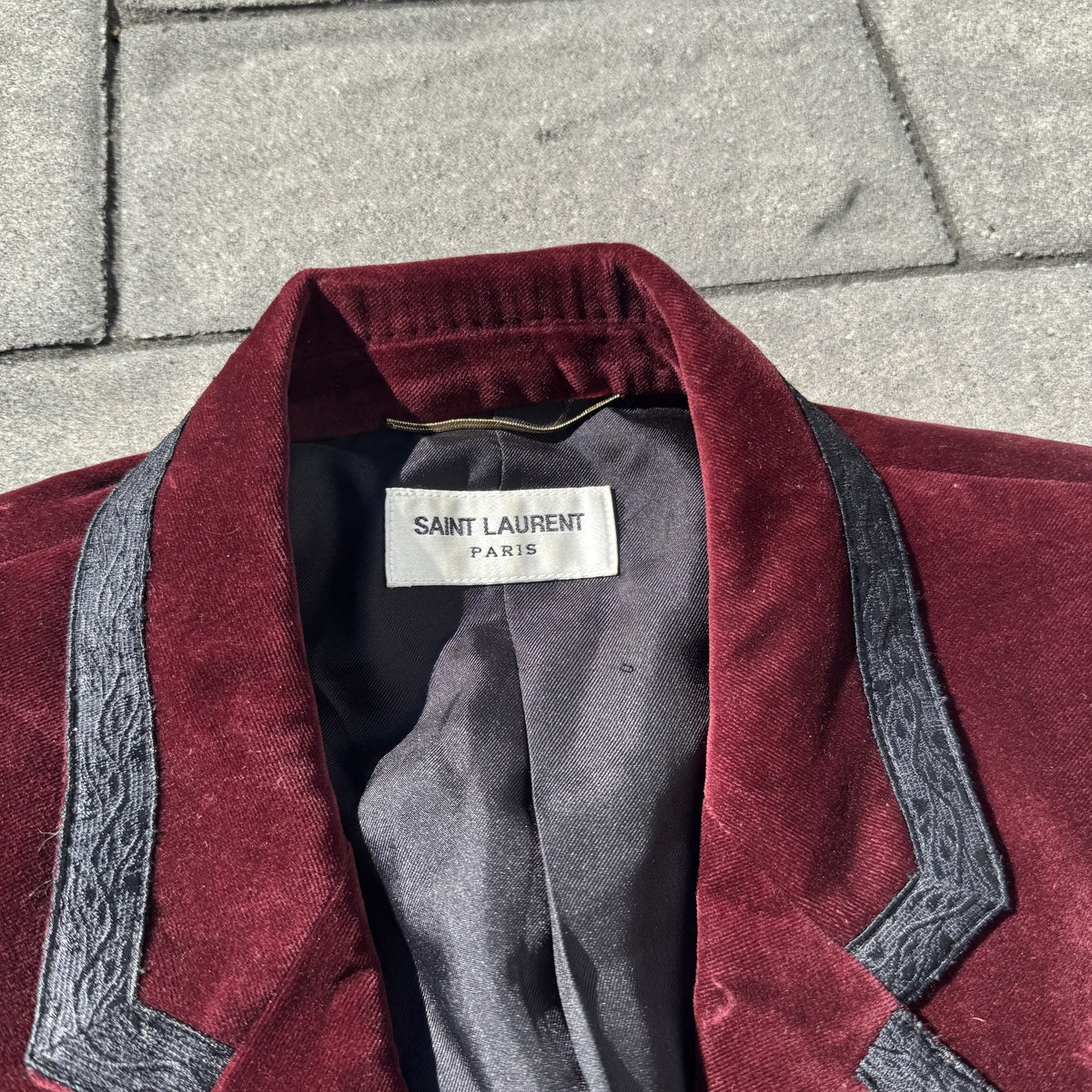 2018 Saint Laurent Paris Maroon Velour Blazer