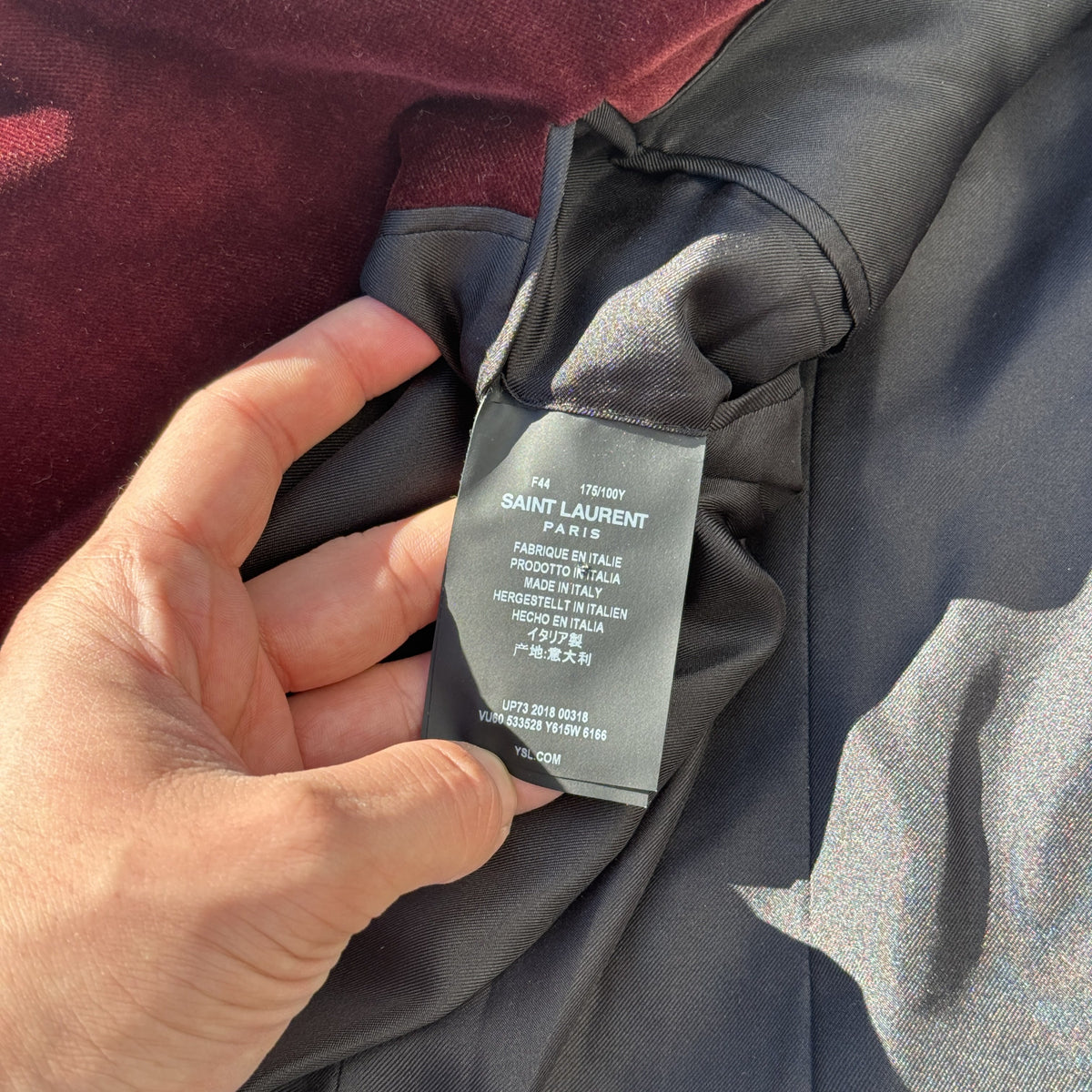 2018 Saint Laurent Paris Maroon Velour Blazer