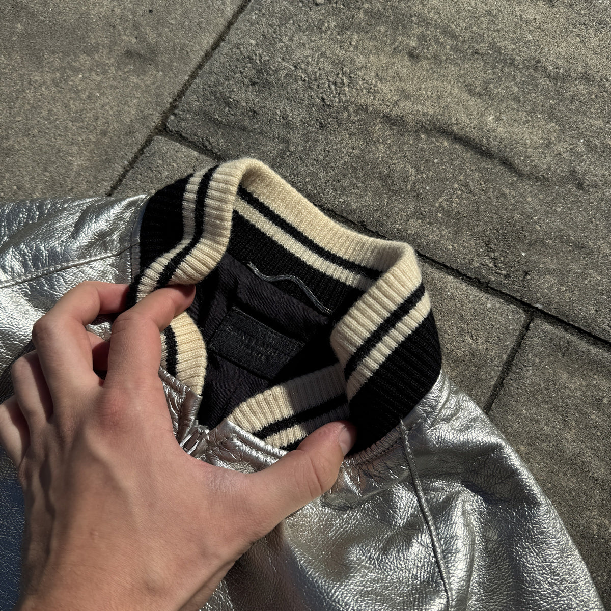 FW13 Saint Laurent Paris Silver Jacket