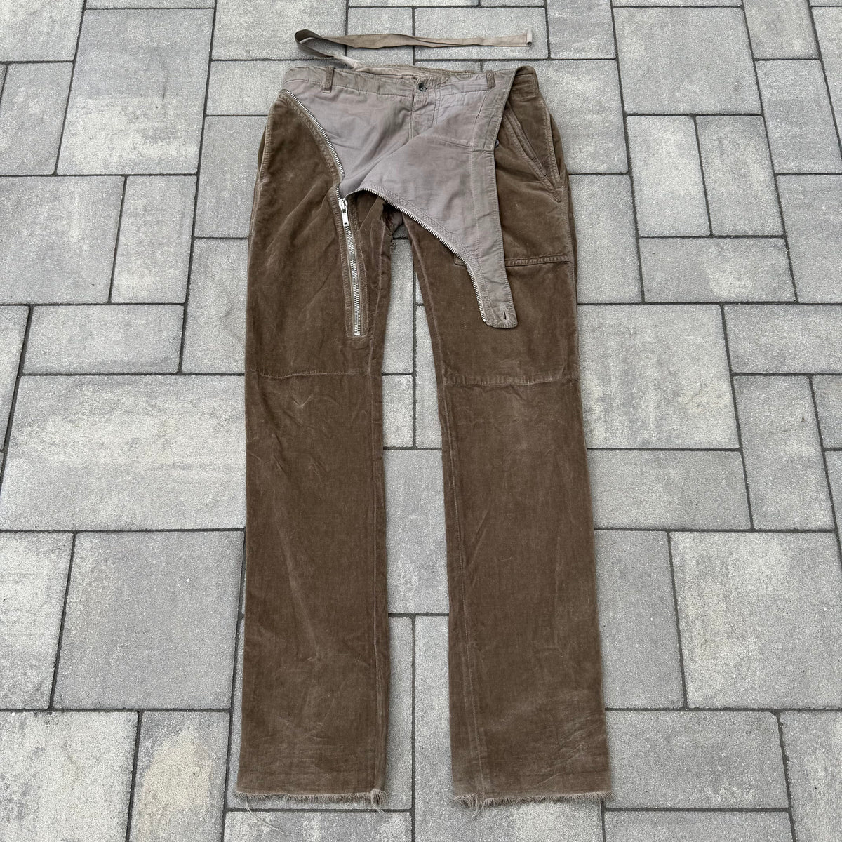 SS08 Rick Owens Brown Velvet Aircut Pants