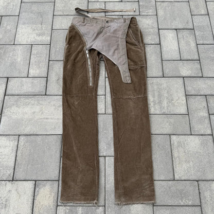 SS08 Rick Owens Brown Velvet Aircut Pants