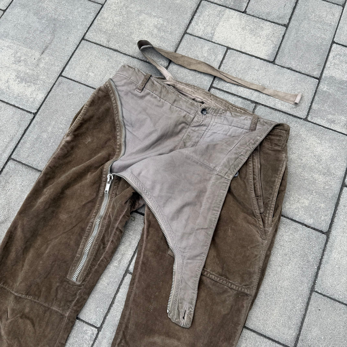 SS08 Rick Owens Brown Velvet Aircut Pants