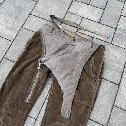 SS08 Rick Owens Brown Velvet Aircut Pants