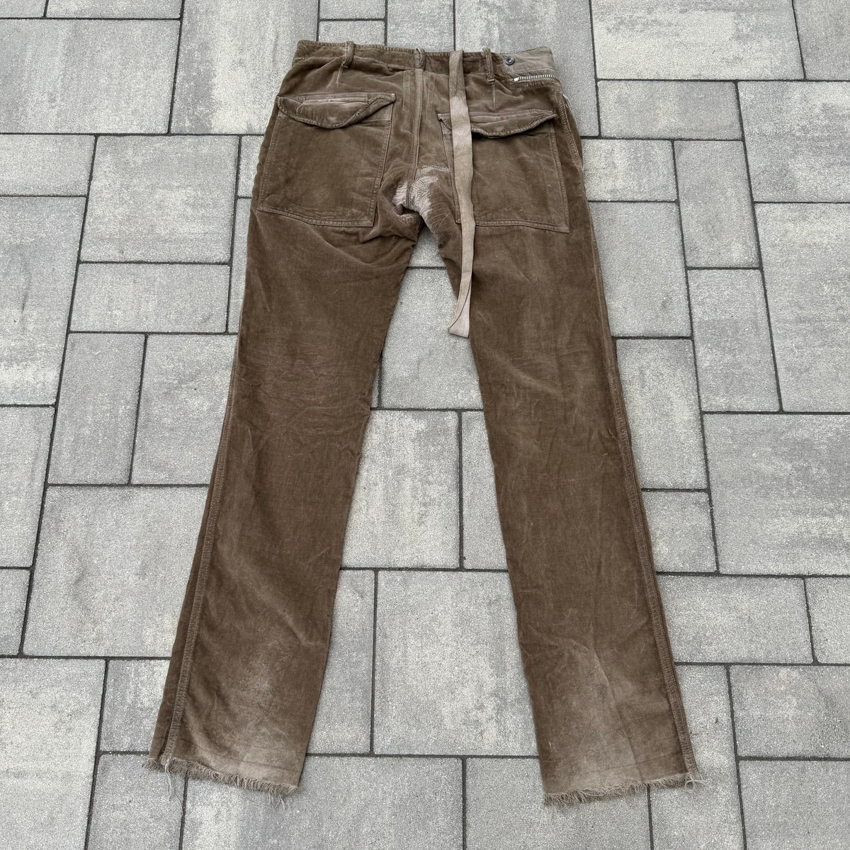 SS08 Rick Owens Brown Velvet Aircut Pants
