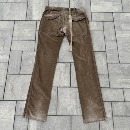 SS08 Rick Owens Brown Velvet Aircut Pants