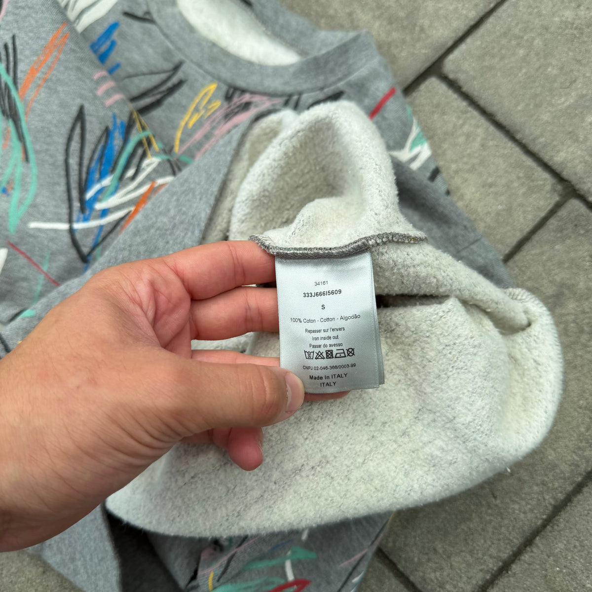SS15 Dior Homme Grey Scribble Crewneck
