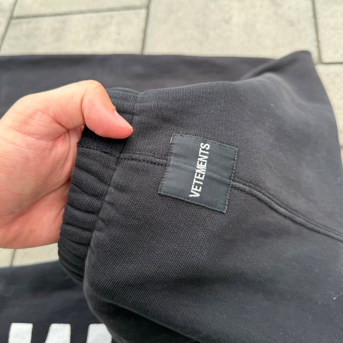 AW18 Vetements Black Spellout Sweatpants