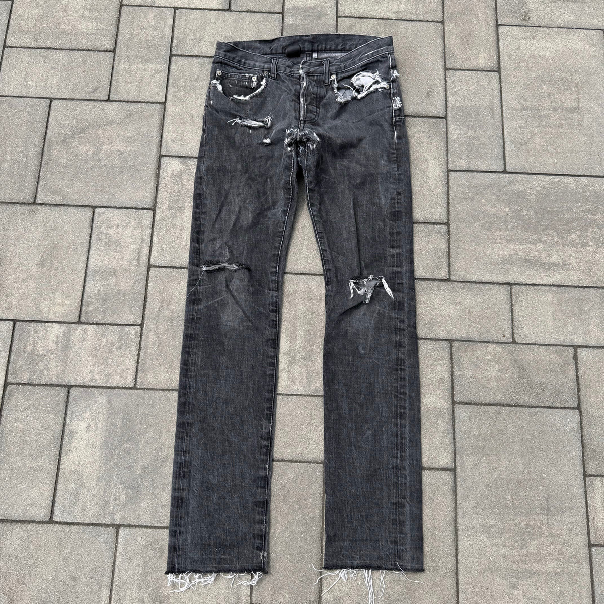 SS10 Dior Homme Grey Pierced Denim