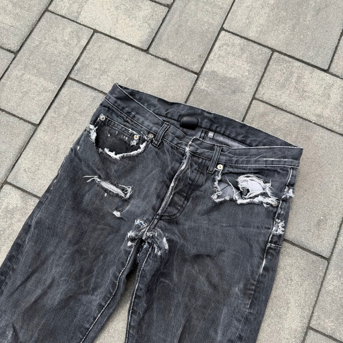 SS10 Dior Homme Grey Pierced Denim