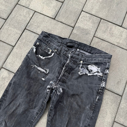 SS10 Dior Homme Grey Pierced Denim