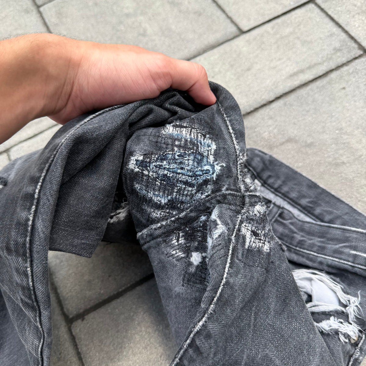 SS10 Dior Homme Grey Pierced Denim