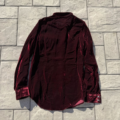 Saint Laurent Paris Burgundy Velvet Button Up Shirt