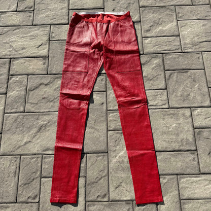Rick Owens Red Leather Leggings