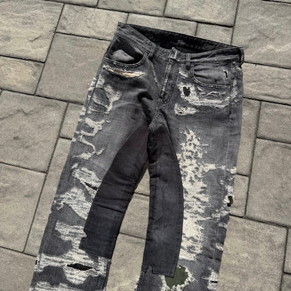 FW22 Givenchy Black Moleskin Boro Denim