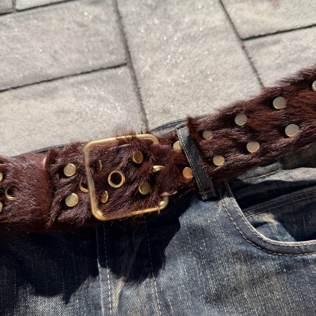 Prada Brown Fur Belt