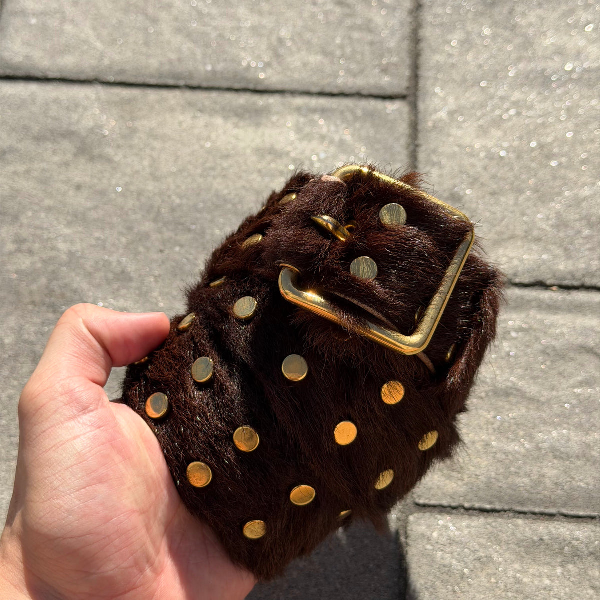Prada Brown Fur Belt
