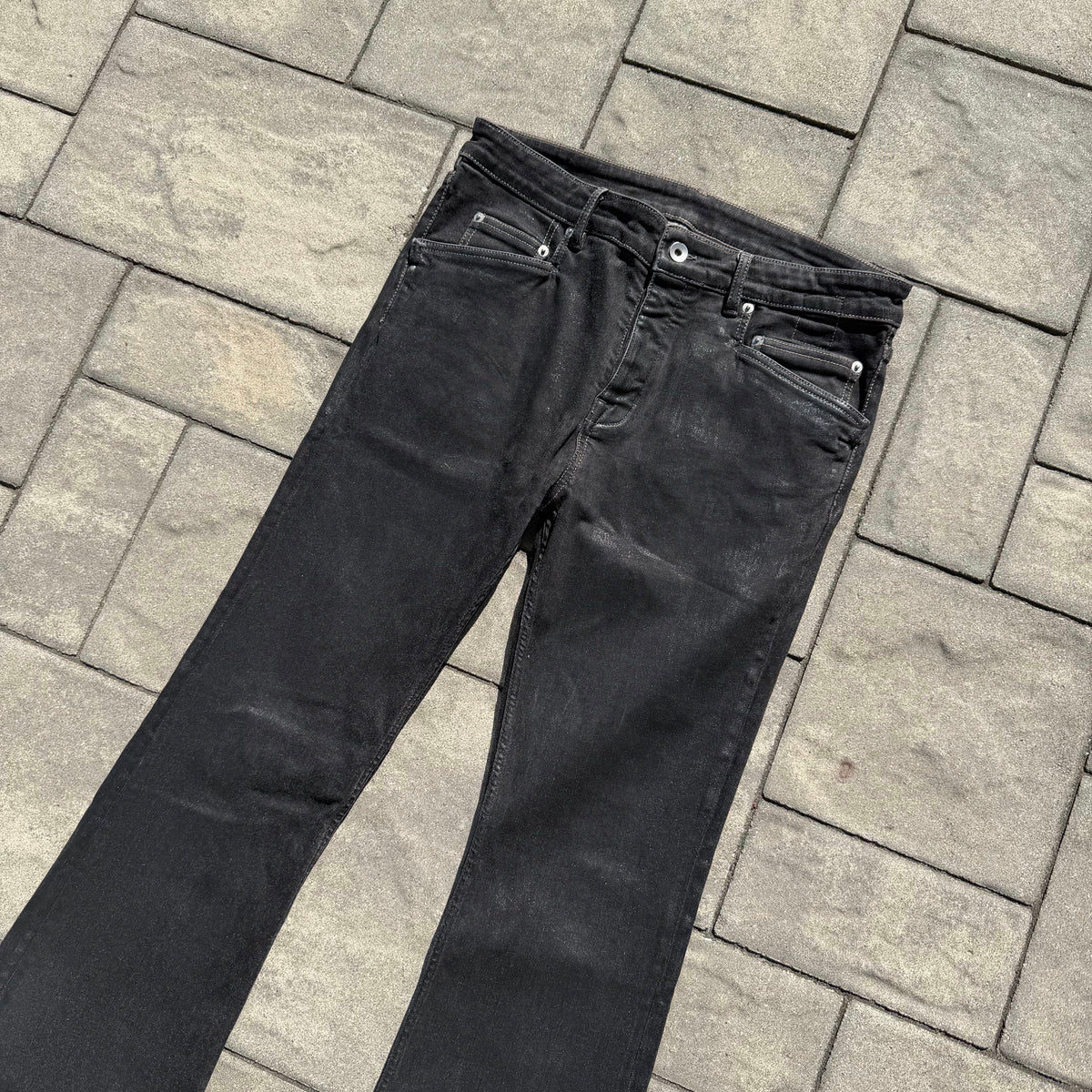 Rick Owens Waxed Tyrone Bootcut Denim