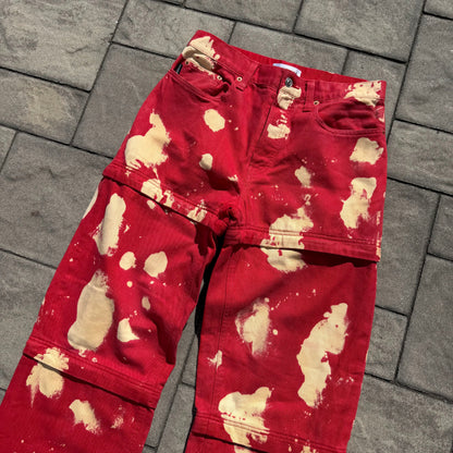 SS18 Balenciaga Red Bleached Convertible Denim