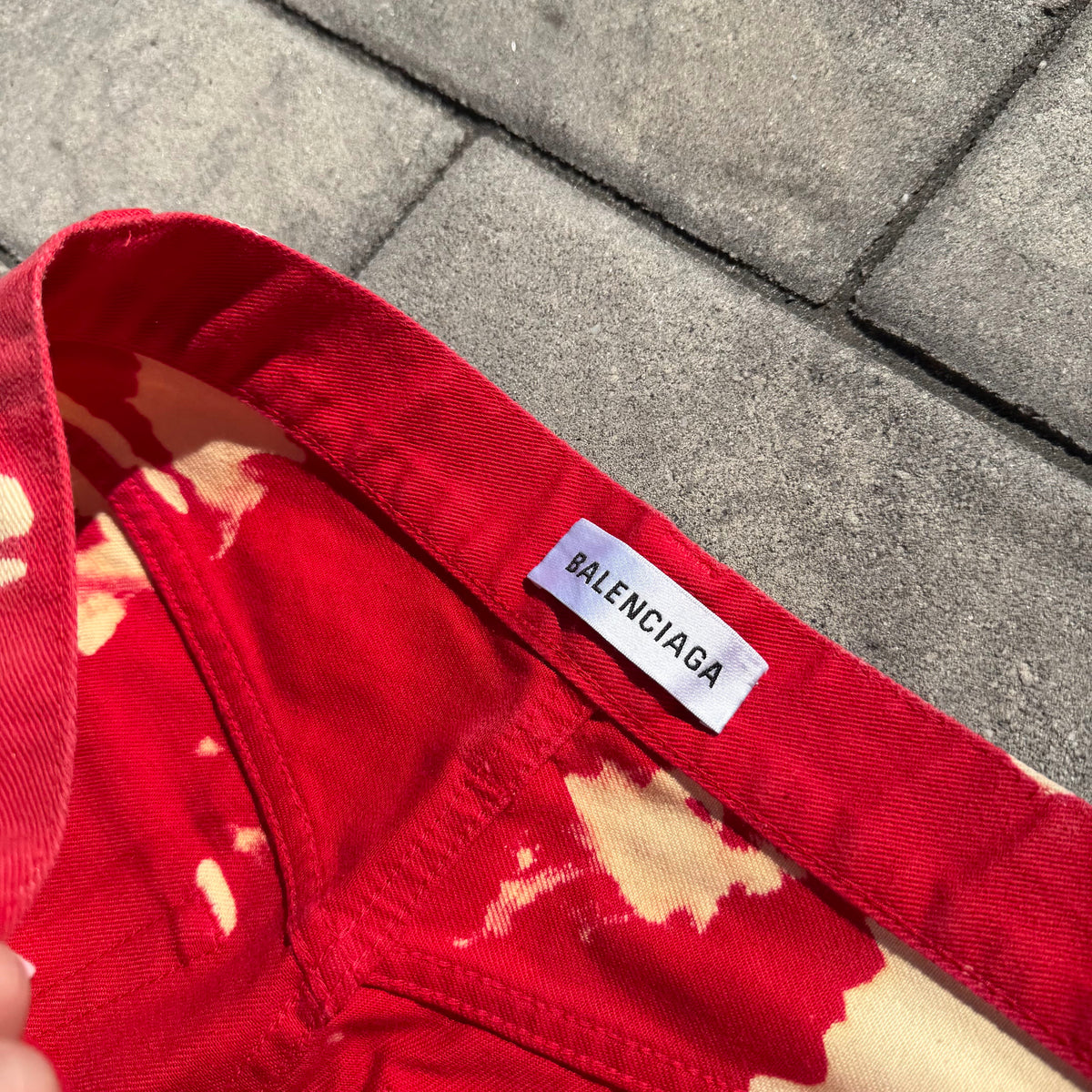 SS18 Balenciaga Red Bleached Convertible Denim