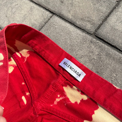 SS18 Balenciaga Red Bleached Convertible Denim