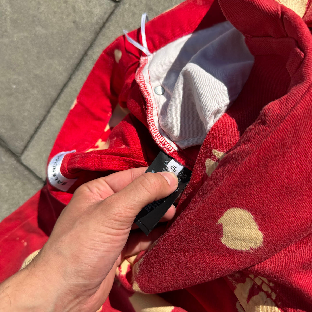 SS18 Balenciaga Red Bleached Convertible Denim