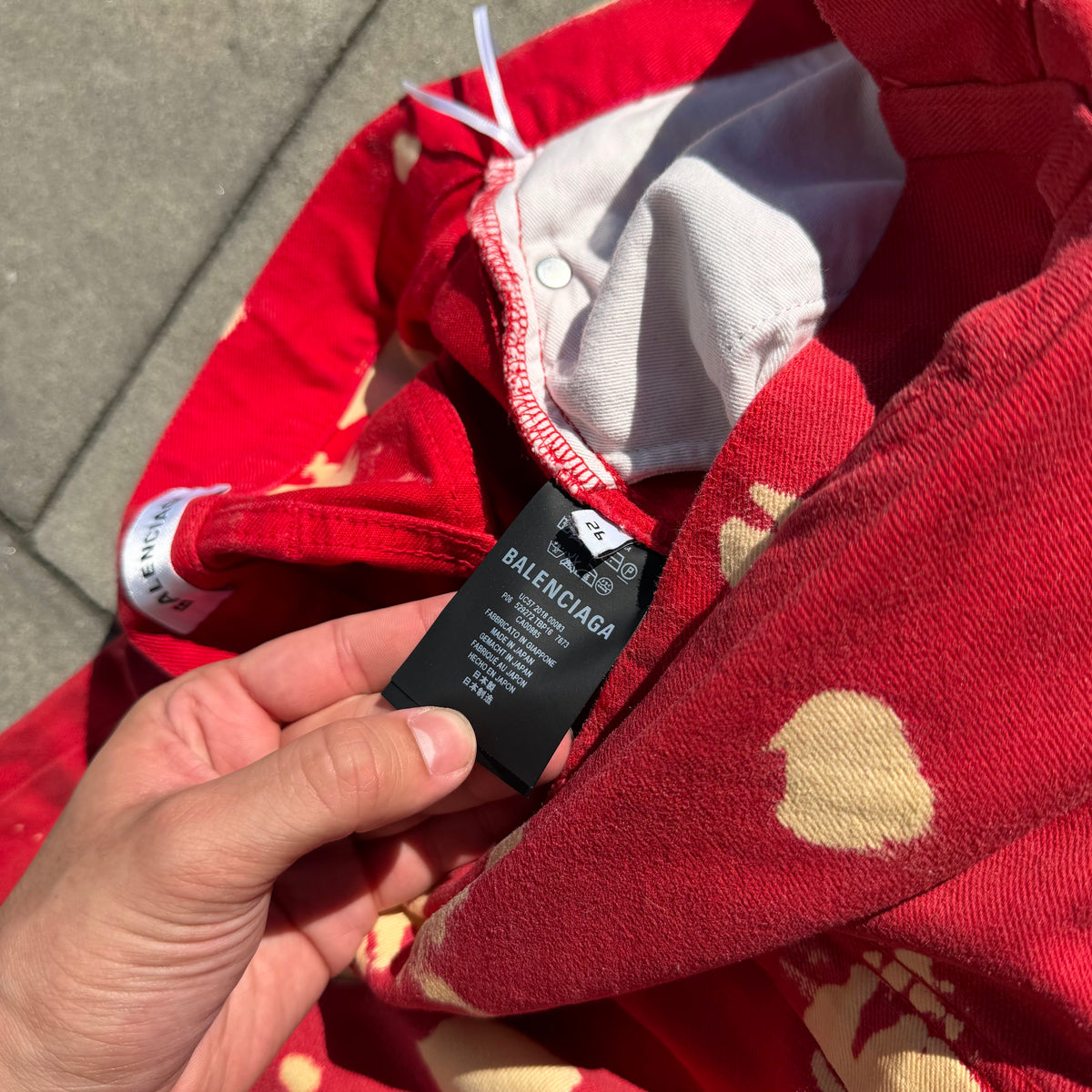SS18 Balenciaga Red Bleached Convertible Denim